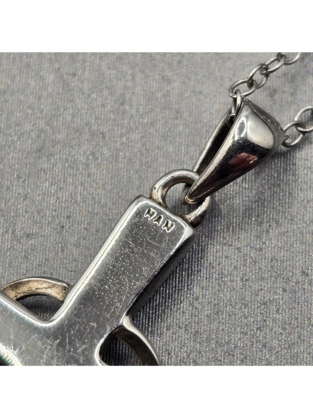 HAN Sterling Silver Crystal Encrusted Cross Pendant Necklace 18" Open Heart 925 - Picture 7 of 11